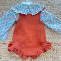 Salopette bimba ruggine Yoedu con camicia fantasia e volant