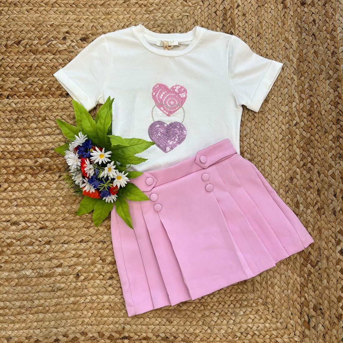 completo bambina t-shirt e pantagonna rosa