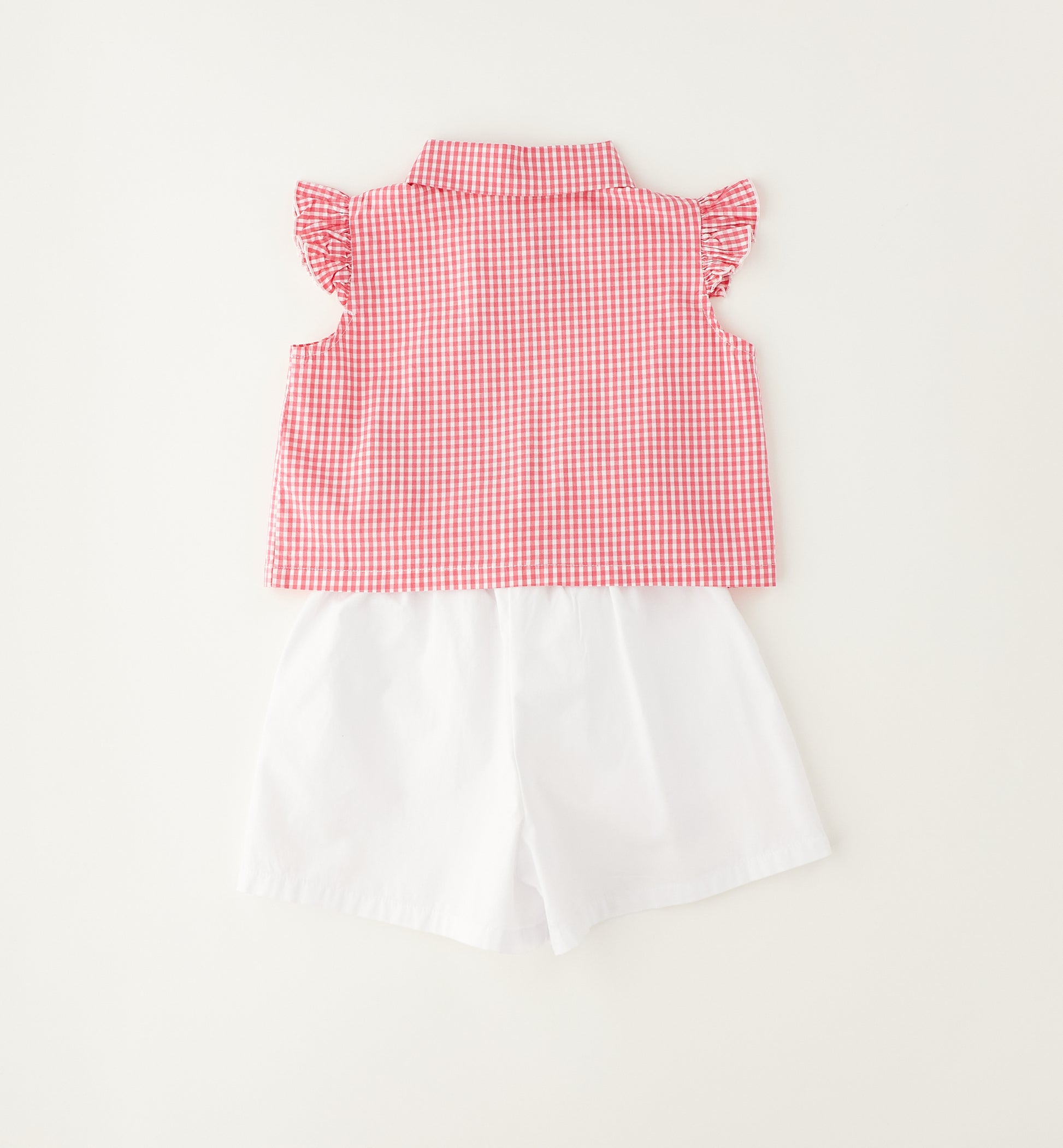 retro completo bambina con camicia vichy e pantaloncino cotone