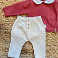 Completo bimba con maglia in cashmere e lana merino e pantalone panna a coste