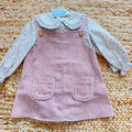 Abito bimba rosa con camicia floreale in cotone e tasche frontali