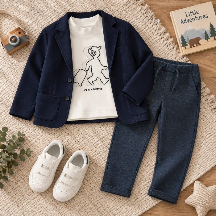 Maglia bambino panna iDO con grafica frontale – completo bambino 3 pezzi