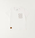 Completo bambino casual chic con t-shirt bianca in cotone e bermuda blu.