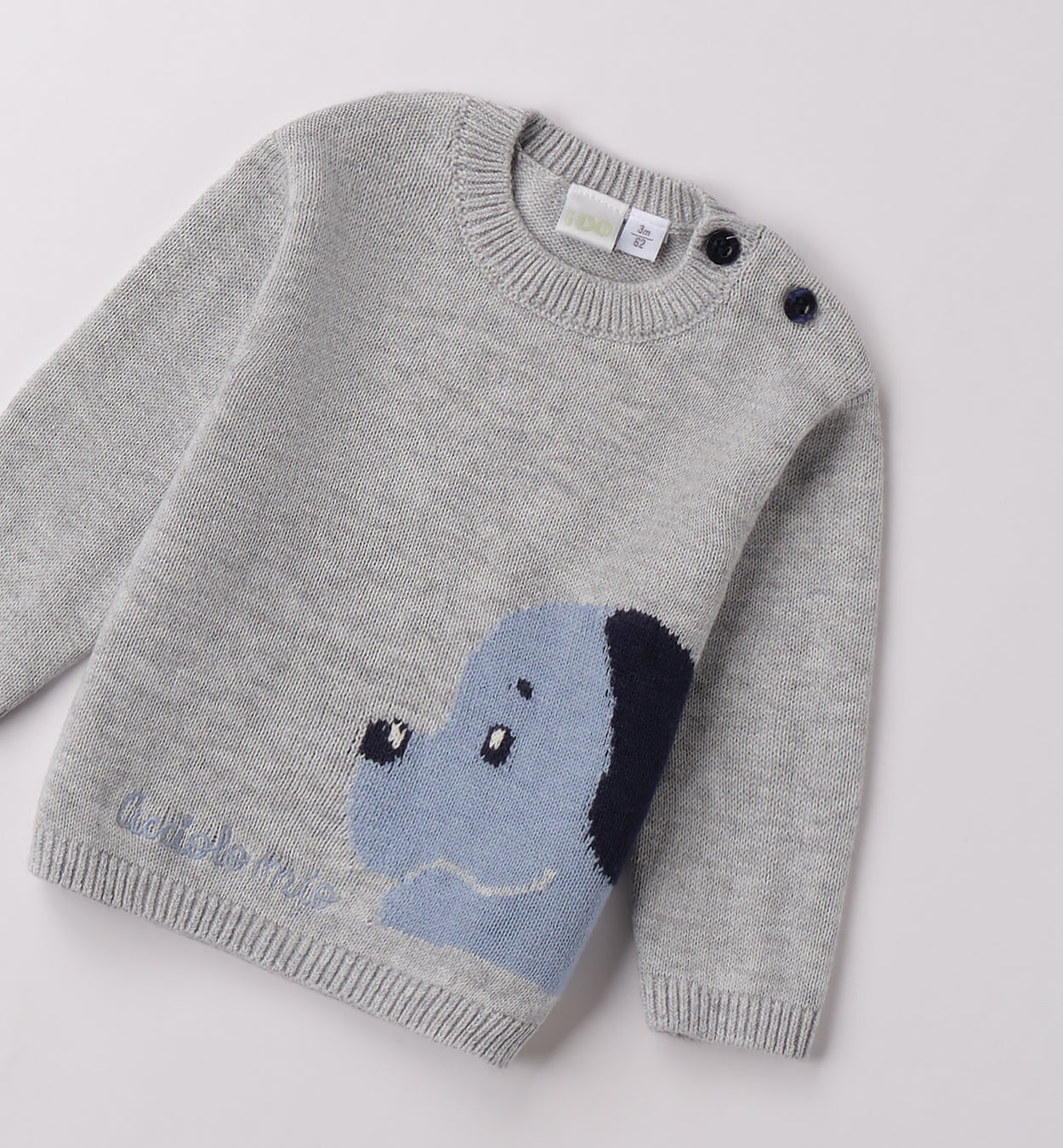 completo-bambino-maglia-grigia-cane-pantalone-quadri-blu