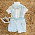 completo battesimo bimbo azzurro con bretelle