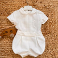 Completo battesimo bimbo bianco elegante con colletto sartoriale