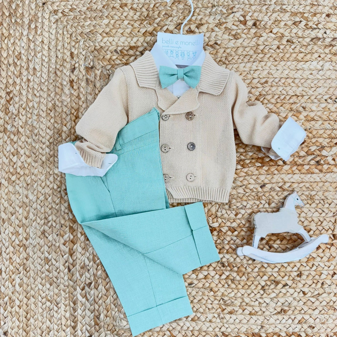 completo battesimo bimbo cardigan cotone