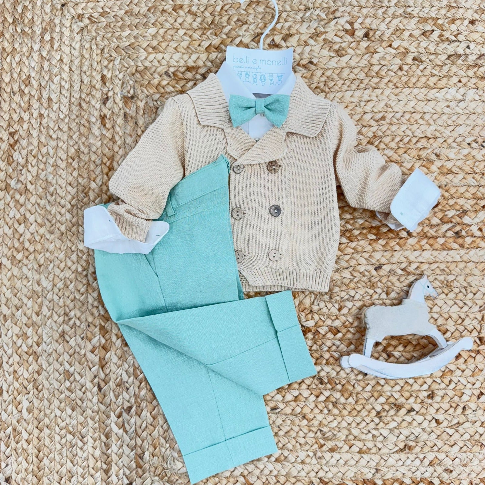 completo battesimo bimbo cardigan cotone