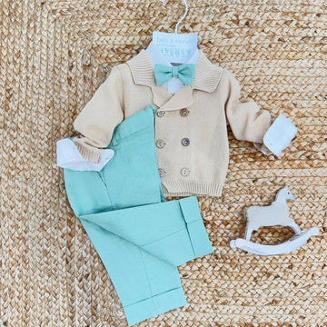 completo battesimo bimbo cardigan cotone
