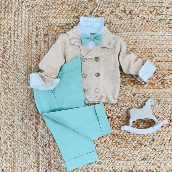 completo battesimo bimbo cardigan cotone