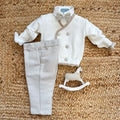 completo elegante battesimo bimbo con cardigan panna