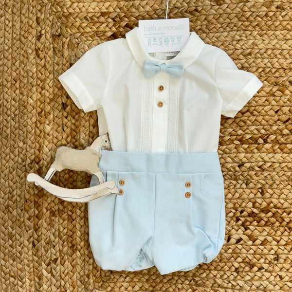 completo battesimo bimbo celeste con papillon