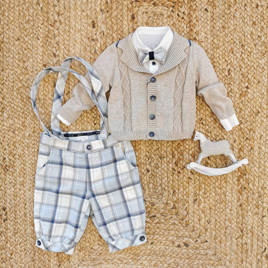 Completo elegante bimbo beige scozzese