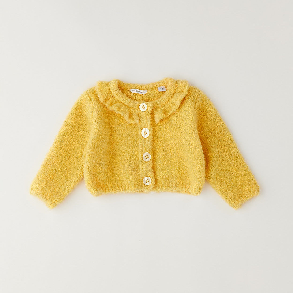 Retro cardigan giallo bimba dalla texture morbida