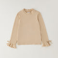 Completo bimba bordeaux con pantalone palazzo e maglia beige