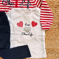 giacca bimba cotone righe rosse con zip e tasche