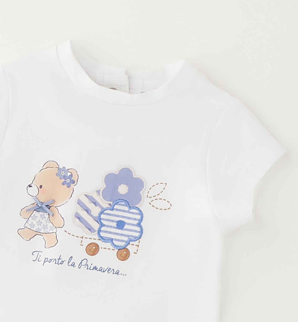 completo due pezzi bimba con stampa floreale e orsetto