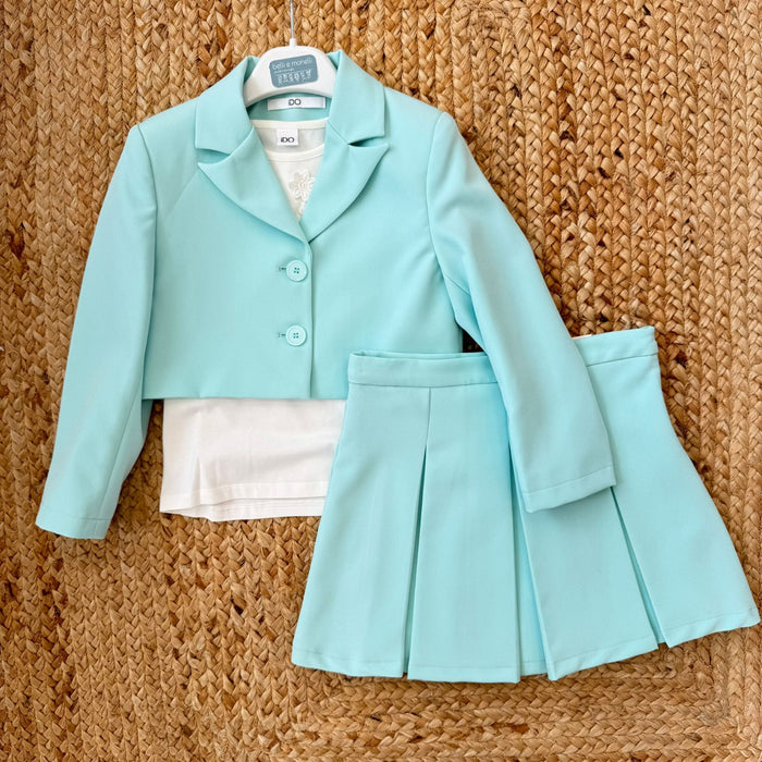 completo bimba elegante giacca verde acqua