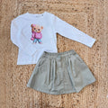 completo bimba con maglia orsetto e gonna verde