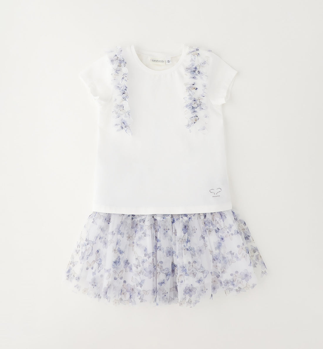completo bimba elegante con gonna tulle farfalle