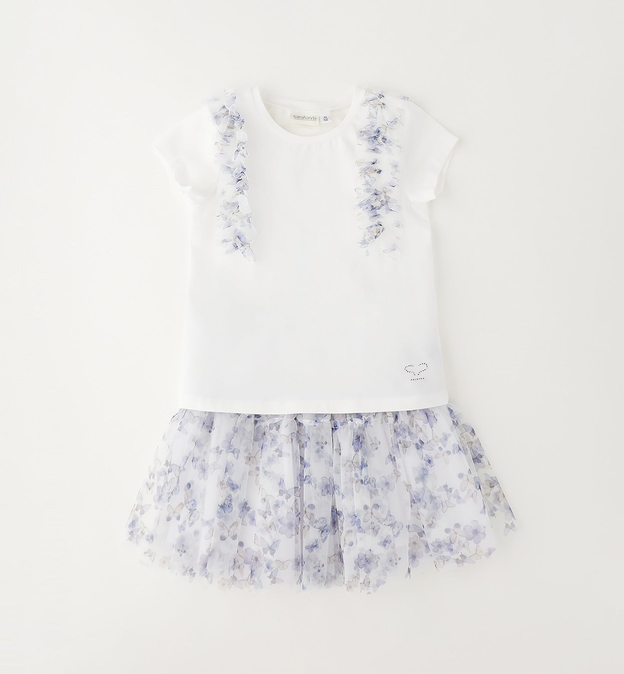 completo bimba elegante con gonna tulle farfalle