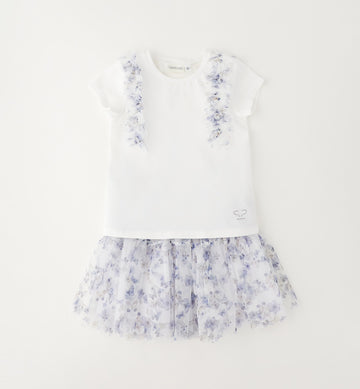 completo bimba elegante con gonna tulle farfalle