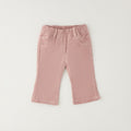 Completo bimba con maglioncino tortora e pantalone in velluto rosa