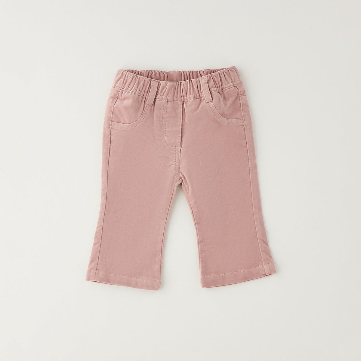 Completo bimba con maglioncino tortora e pantalone in velluto rosa