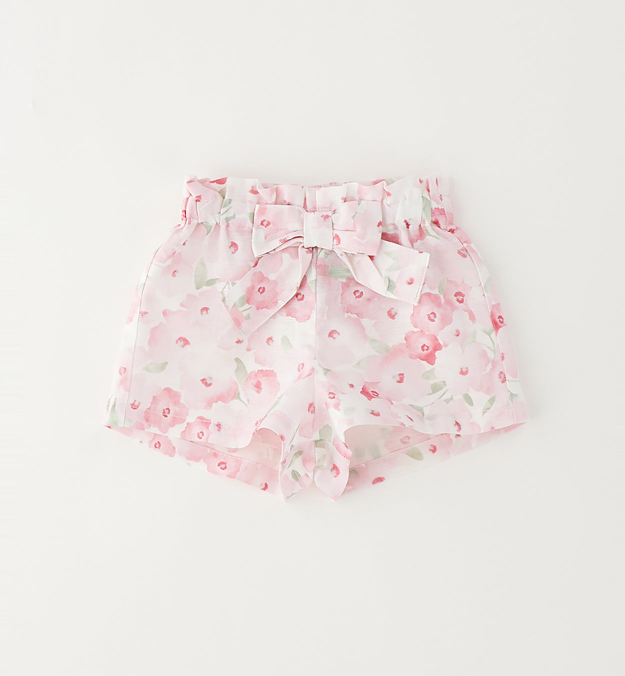 outfit bambina elegante in cotone e lino con pantaloncino floreale