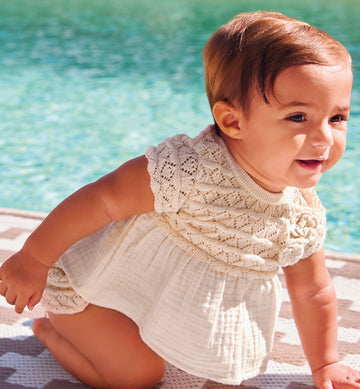 completo bimba rosa nude elegante cotone con pizzo