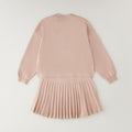 Completo bimba rosa iDO con cardigan e gonna plissettata, vista frontale