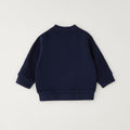 Pantalone bambino blu a microfantasia visto dal retro con tasche applicate