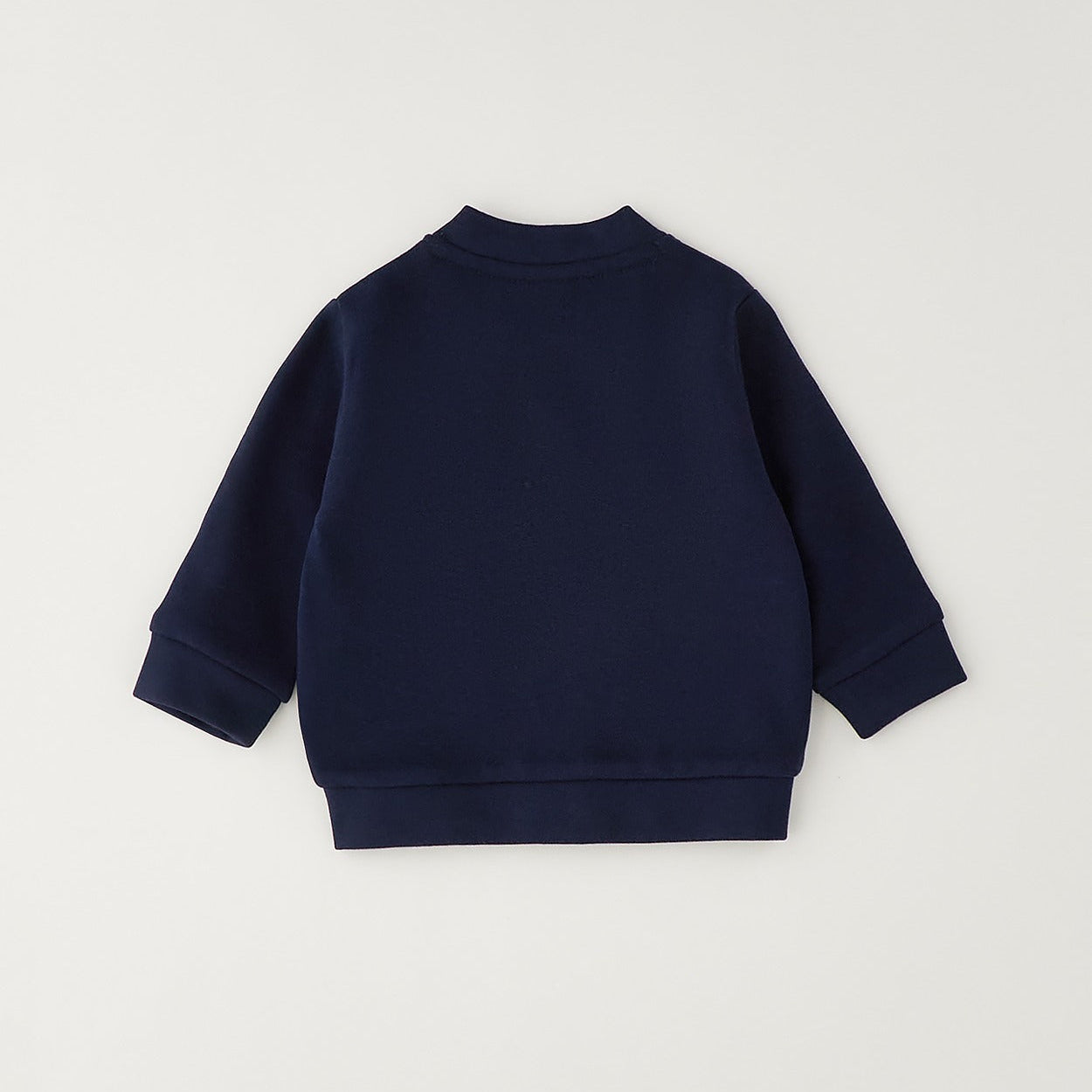 Pantalone bambino blu a microfantasia visto dal retro con tasche applicate