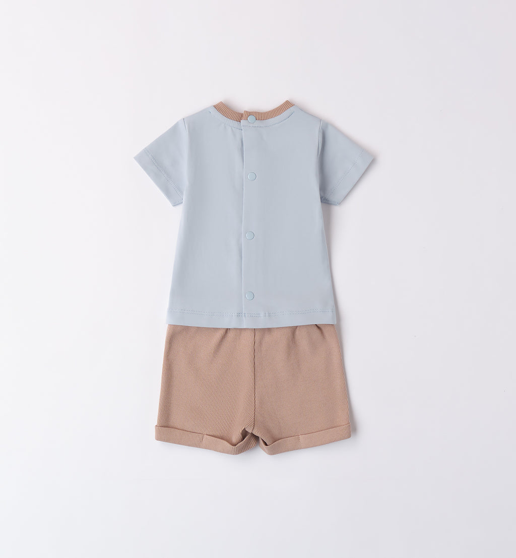 pantaloncini beige con elastico regolabile e ricamo zampina
