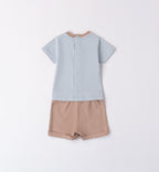 pantaloncini beige con elastico regolabile e ricamo zampina