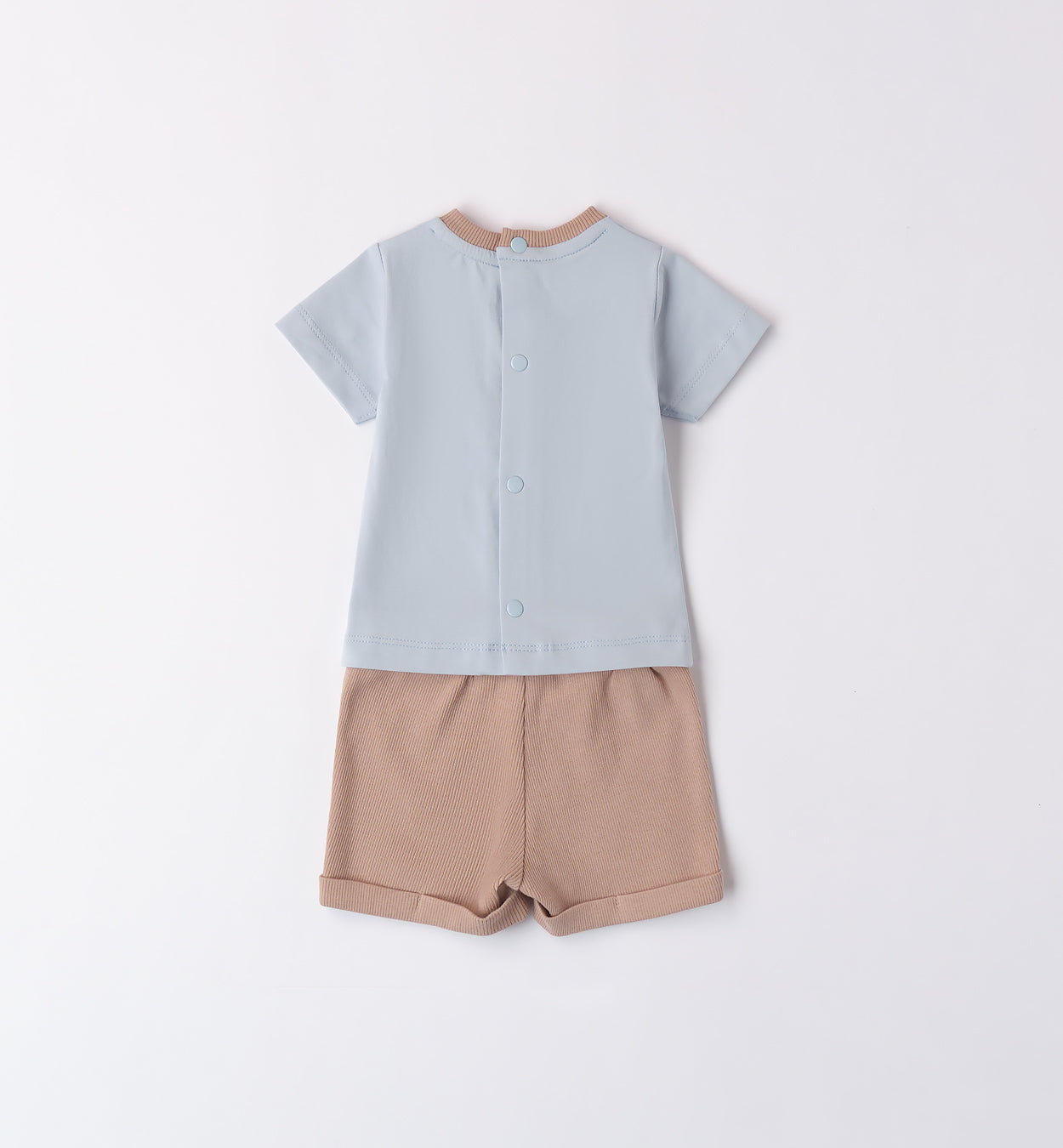 pantaloncini beige con elastico regolabile e ricamo zampina