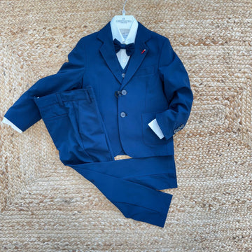 completo bimbo elegante blu con giacca gilet pantalone e camicia