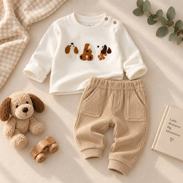 Completo bimbo cagnolini beige