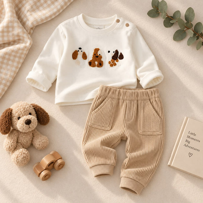 Completo bimbo cagnolini beige