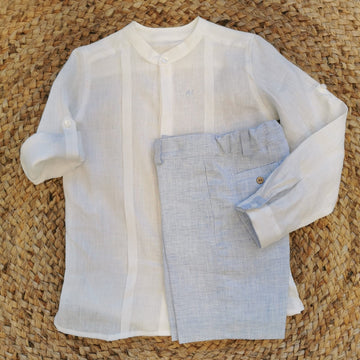 Completo Camicia - Pantaloni In Lino Bambino