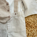 completo elegante bimbo battesimo cotone e lino