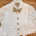 dettaglio completo cerimonia bimbo panna con body camicia