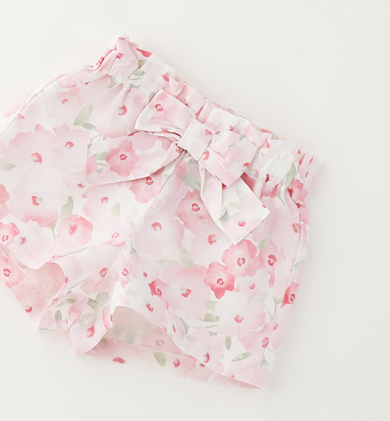 completo bambina con pantaloncino lino cotone fantasia floreale