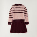 Completo bimba rosa e bordeaux effetto peluche con gonna