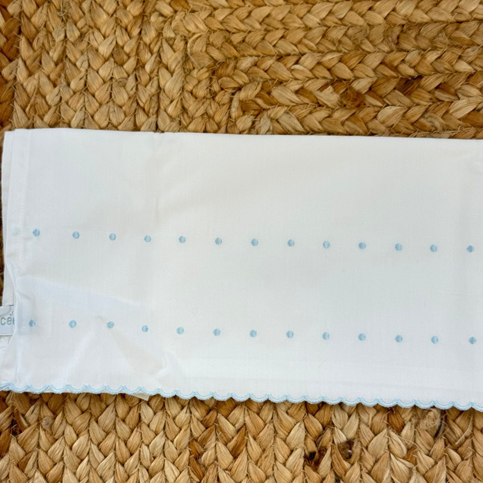 lenzuolino culla neonato ricamato azzurro