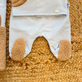 Uscita clinica neonato azzurra in caldo cotone con orsetto Teddy e copertina sfoderabile 85x68 cm