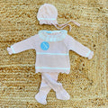 Completo nascita neonata rosa antico Juliana con maglia, ghettina e cuffietta