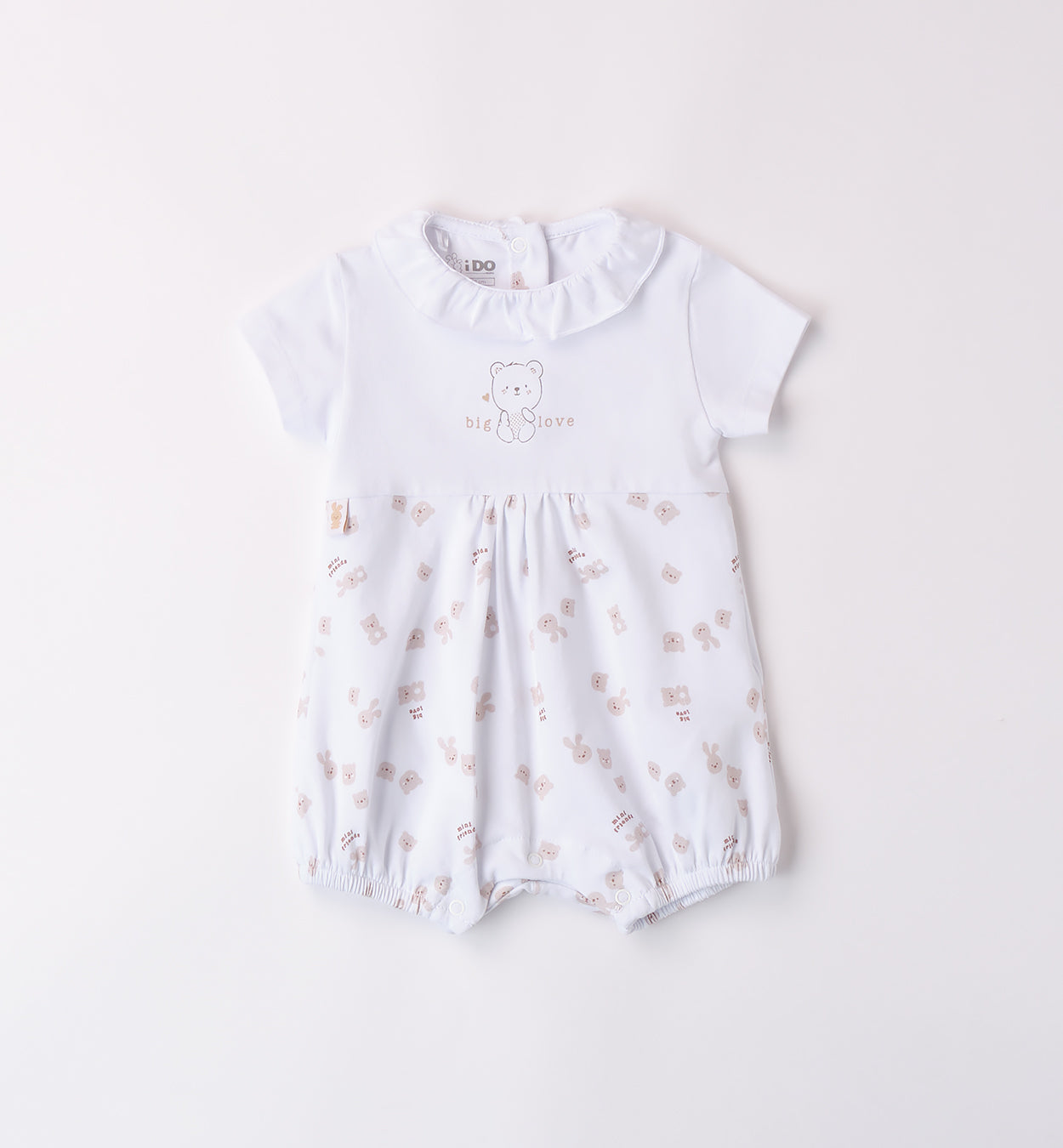 Dettaglio fantasia animalier su completo nascita iDO unisex