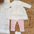 Abitino e leggings neonata in filo di cotone coordinati
