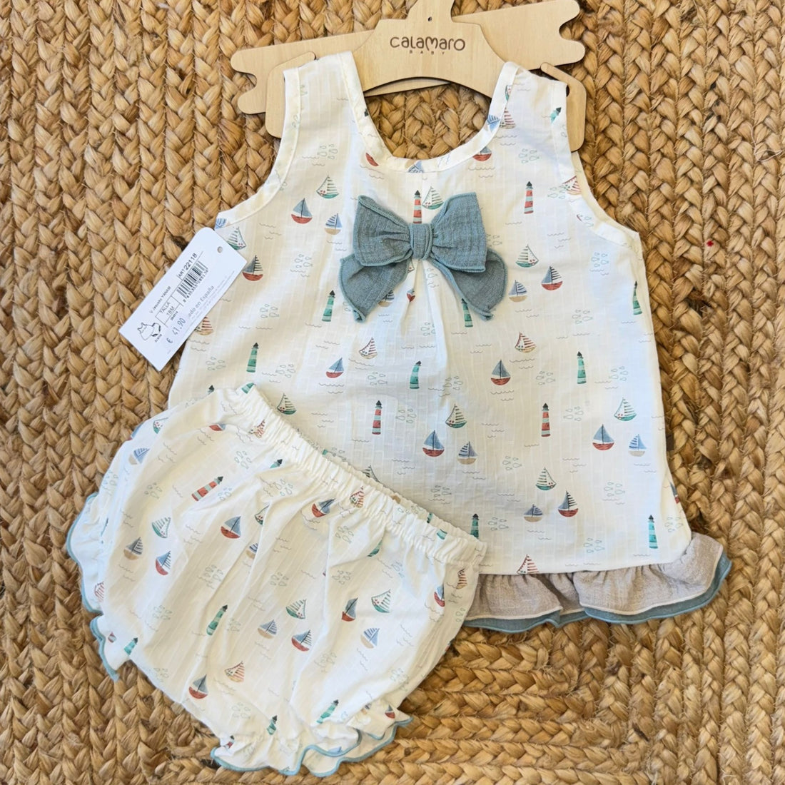 completo neonata stampa barchette con culotte